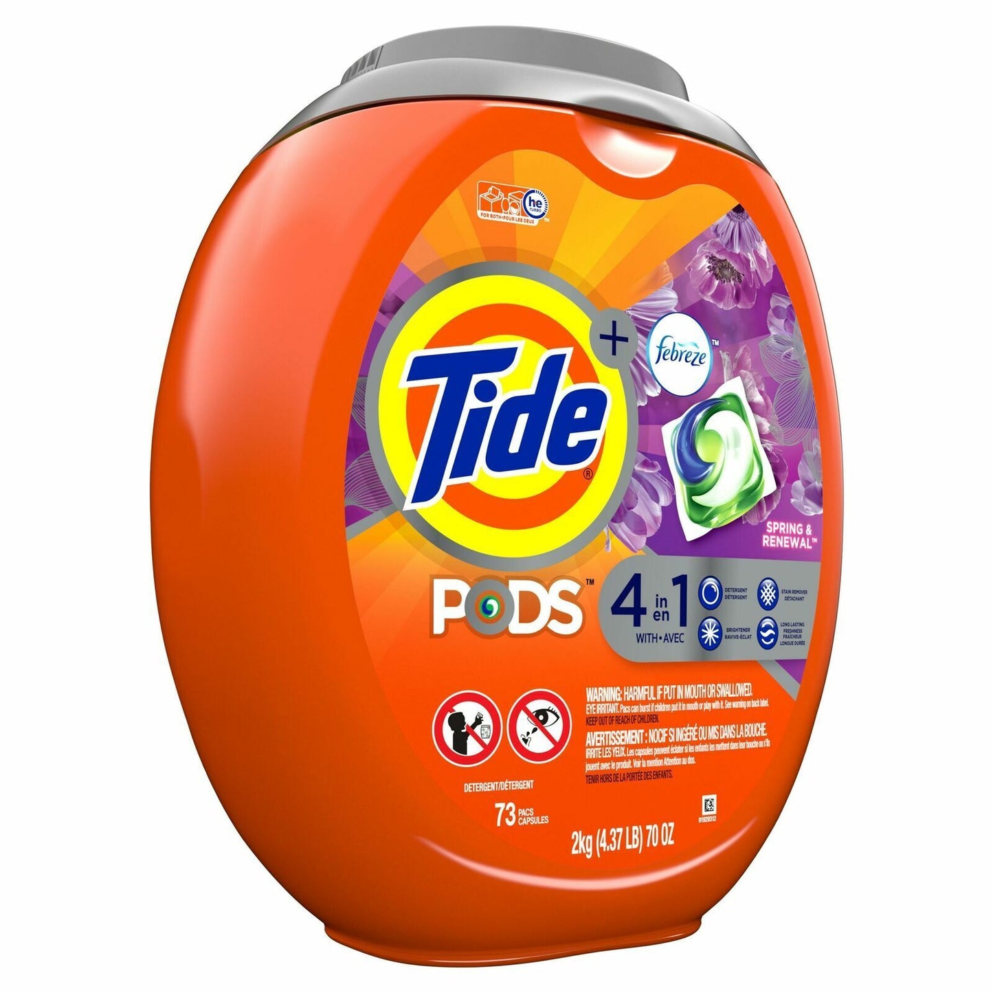 Tide PODS Laundry Detergent Liquid 73 Pacs Capsules Spring Renewal 4-in1 Febreze