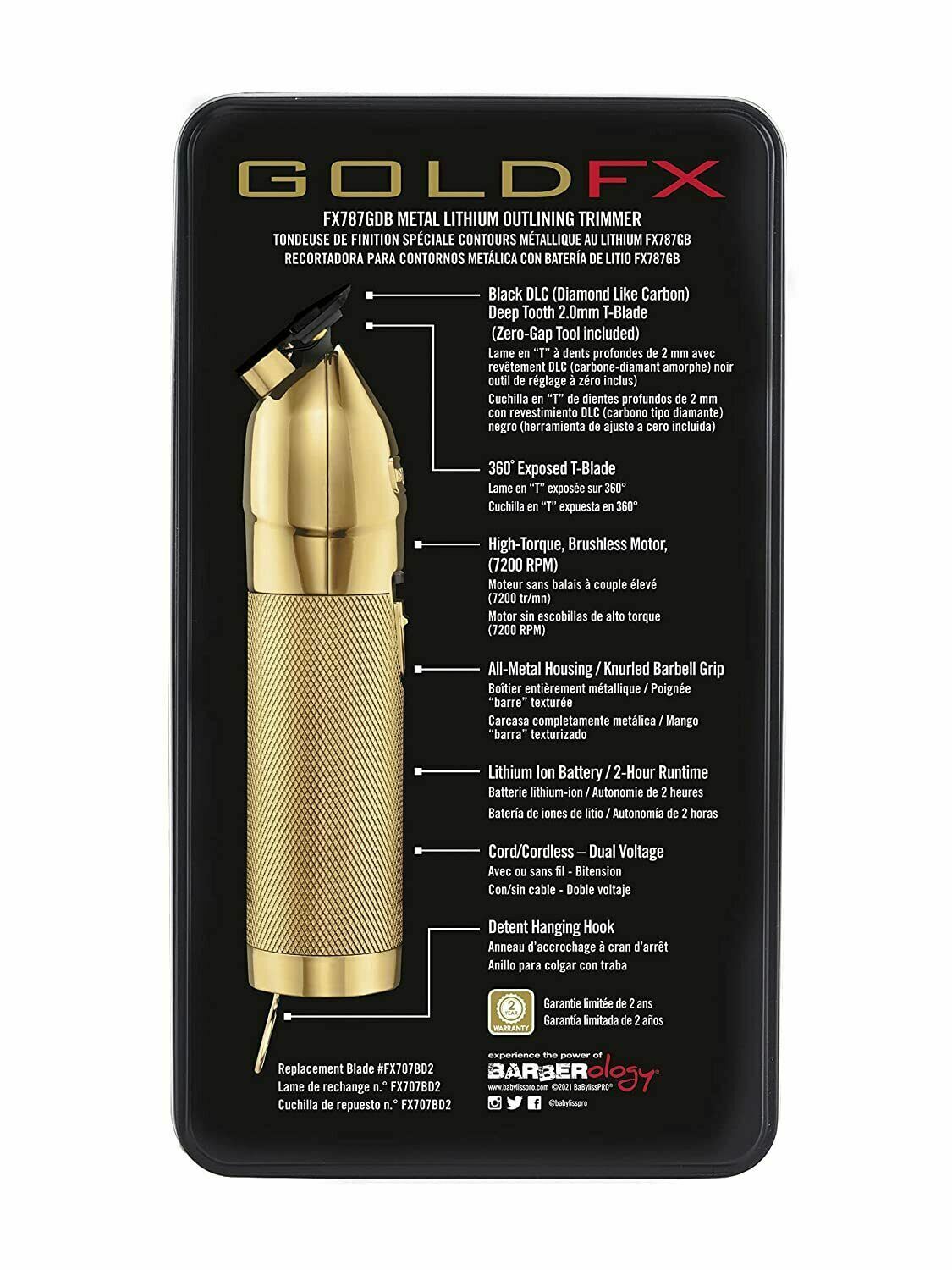 Babyliss Pro GoldFX Skeleton Outline Lithium Hair Trimmer- Gold FX - BabylissPro