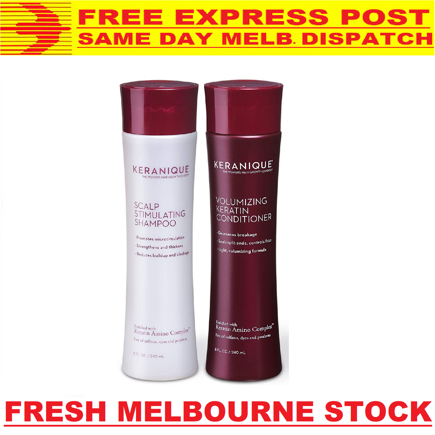 KERANIQUE Scalp Stimulating Shampoo & Volumizing Keratin Conditioner Hair Growth