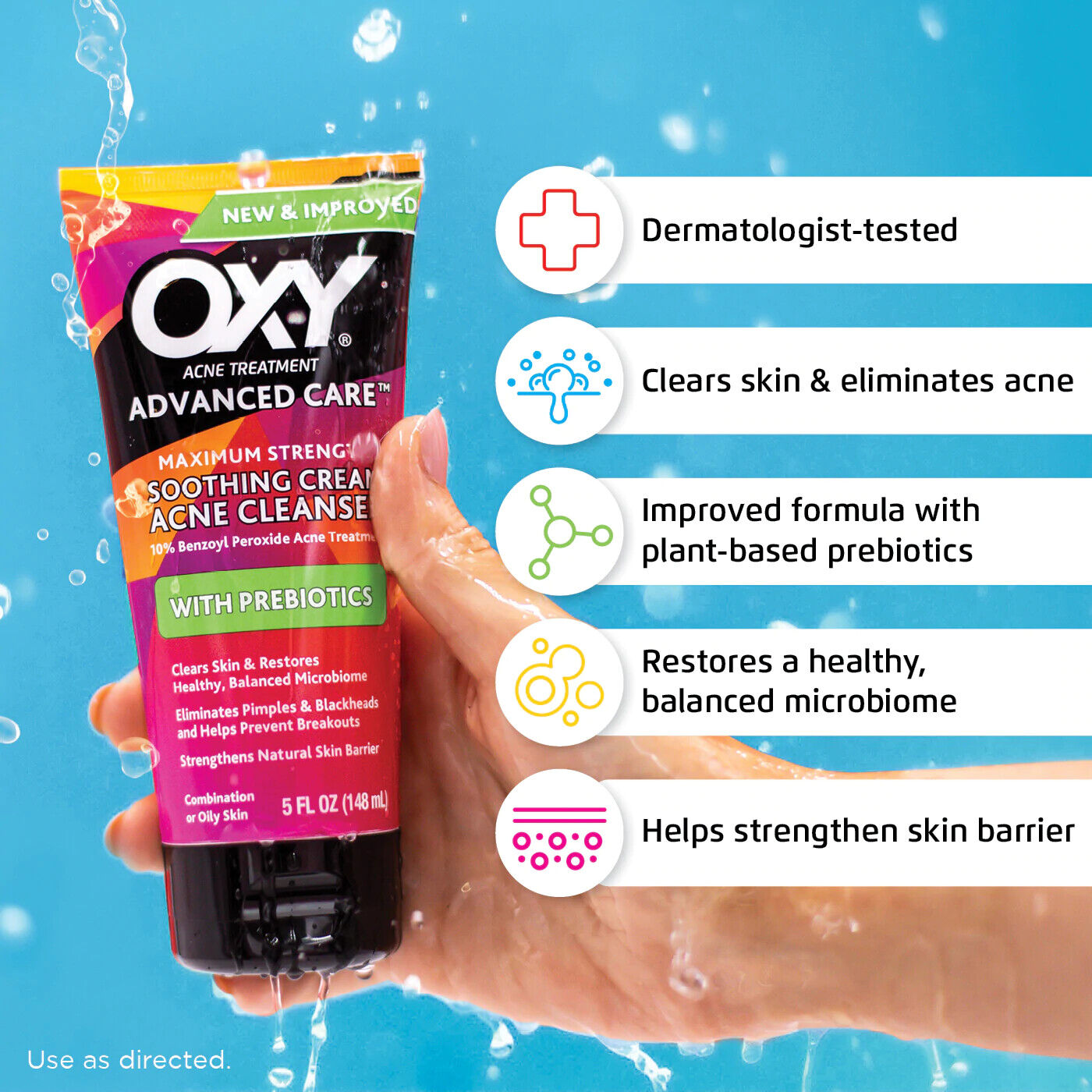 OXY MAXIMUM STRENGTH Acne Cleanser 10% Benzoyl Peroxide with Prebiotics 148mL