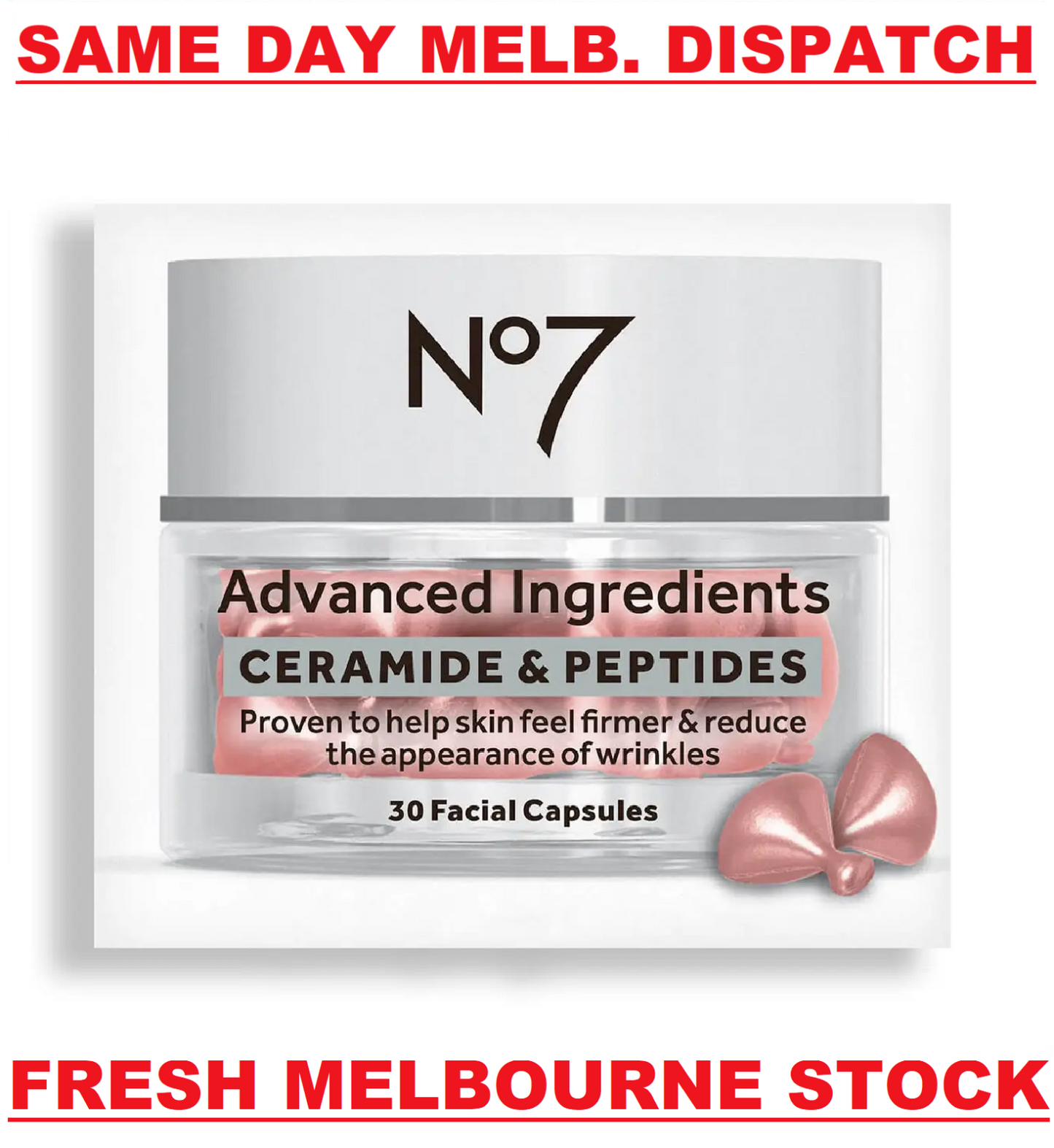 No7 Advanced Ingredients Ceramide & Peptides Anti Aging Serum 30 Facial Capsules
