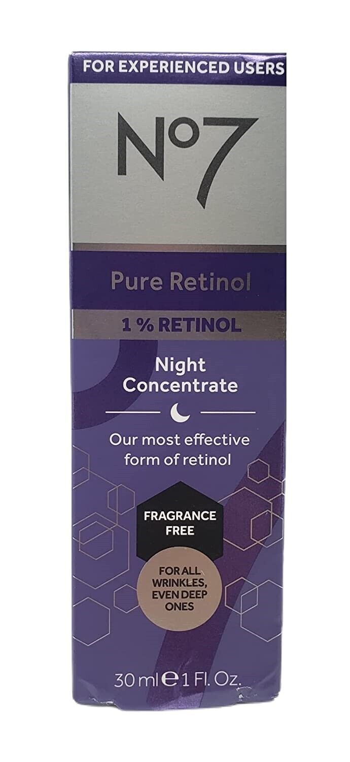 Boots No7 Laboratories PURE RETINOL 1% Night Concentrate Anti Aging 30mL - NEW