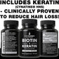 BIOTIN 10000 mcg + KERATIN 500mg HAIR GROWTH VITAMINS REDUCE HAIR LOSS - 30 CAPS