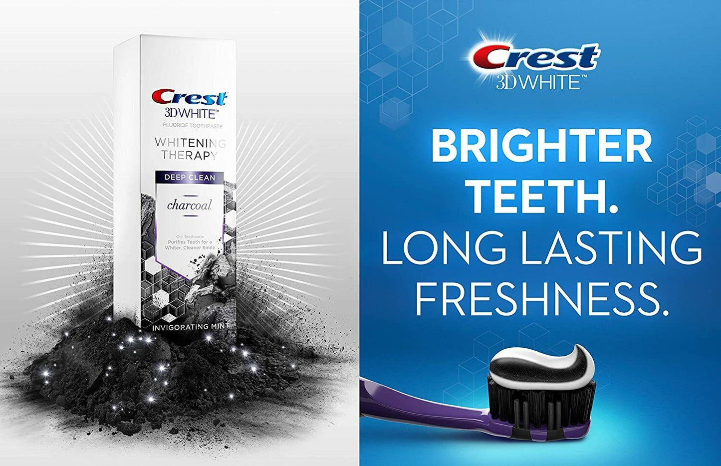 Crest 3D White Charcoal Deep Clean Teeth Whitening Therapy Toothpaste 2x116g NEW