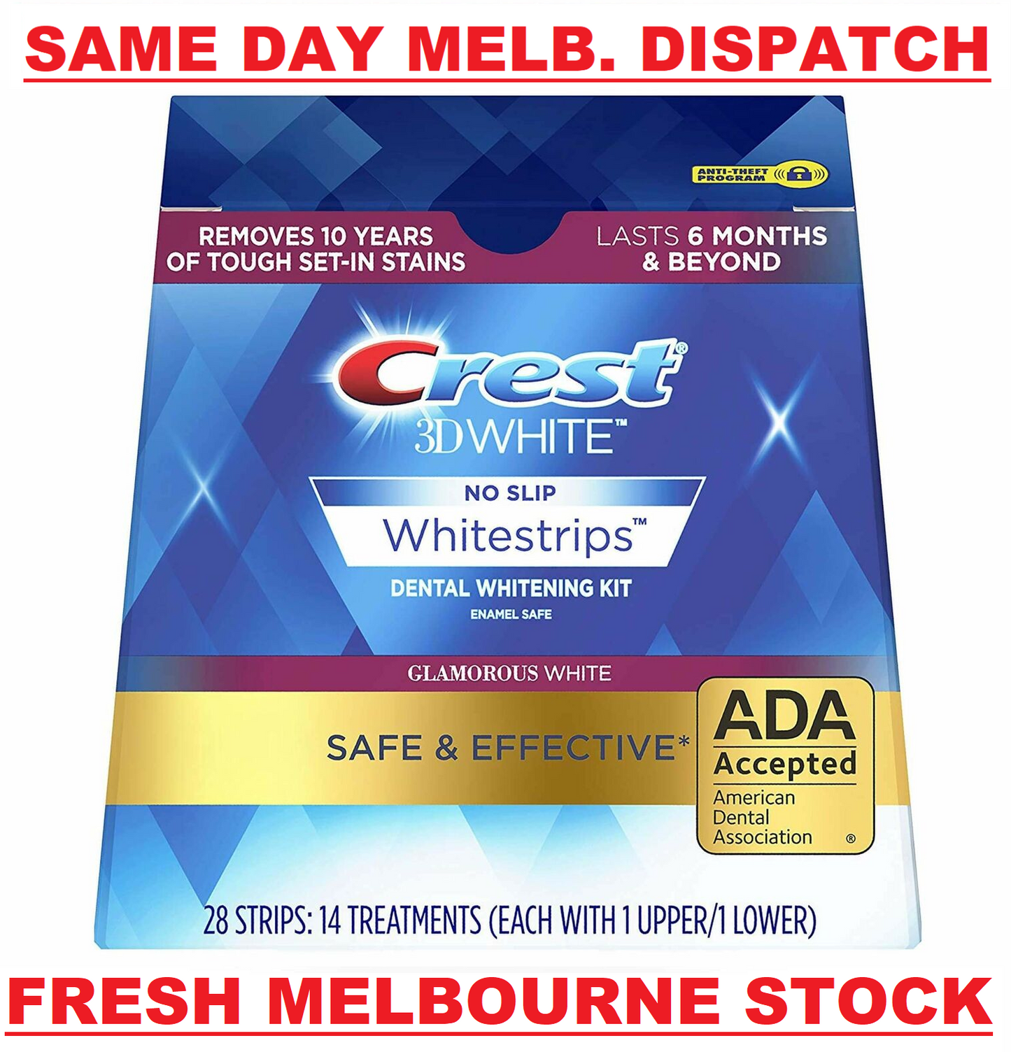 CREST 3D 28 x Glamorous White Dental Teeth Whitening Strips Kit 14 Pouches NEW