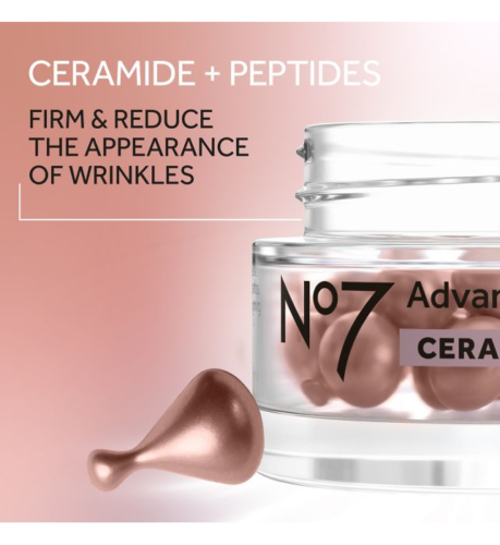 No7 Advanced Ingredients Ceramide & Peptides Anti Aging Serum 30 Facial Capsules