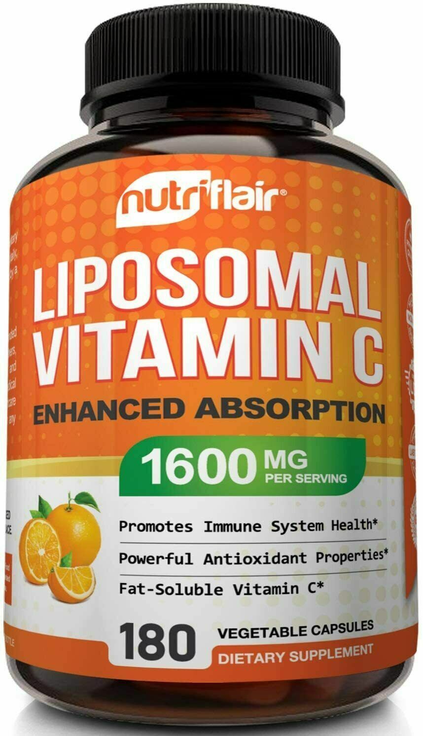 NUTRIFLAIR LIPOSOMAL VITAMIN C 1600mg 180 Caps DOUBLE STRENGTH POWERFUL IMMUNITY