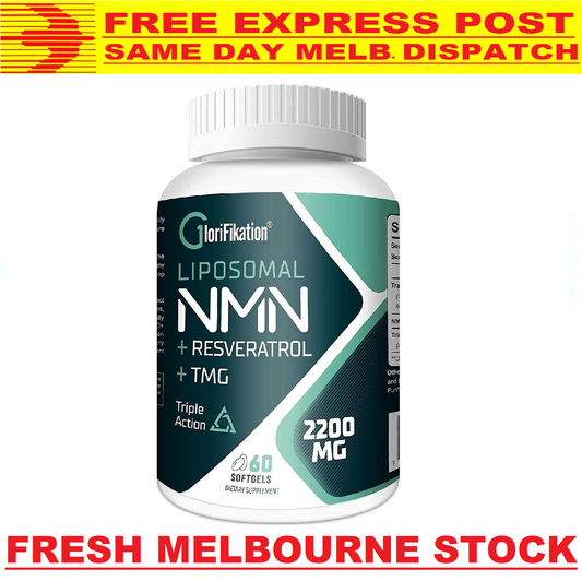 NMN + RESVERATROL + TMG 2200mg 60 Softgel POWERFUL NAD+ BOOSTER ANTI-AGING COMBO