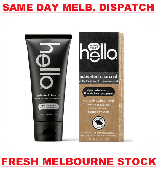 HELLO ORAL ACTIVATED CHARCOAL Teeth Whitening Toothpaste Fluoride Free Vegan NEW