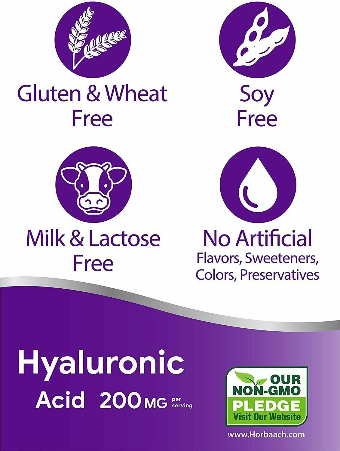 Horbaach Hyaluronic Acid 200mg 150 Cap DOUBLE STRENGTH ANTI-AGING - FREE EXPRESS