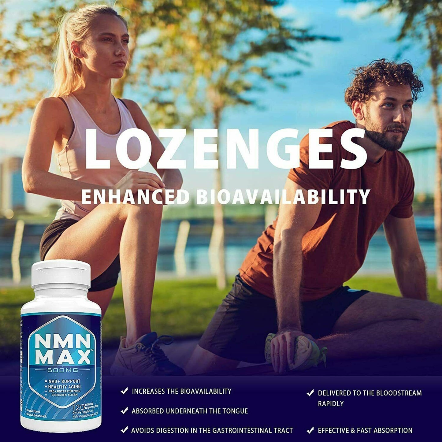 NMN Max 500mg x 120 Tabs Sublingual NMN Lozenges DOUBLE STRENGTH FAST-ACTING