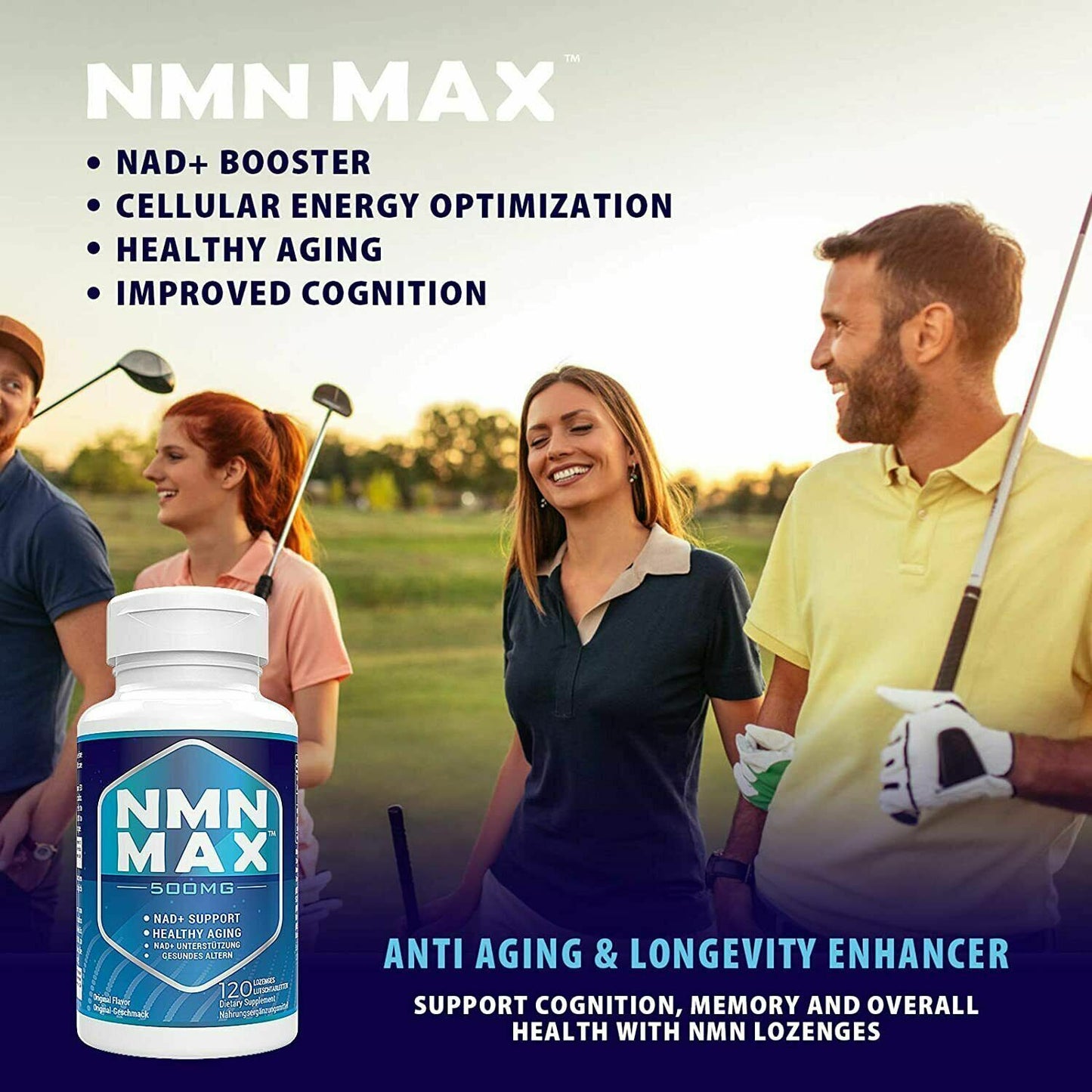 NMN Max 500mg x 120 Tabs Sublingual NMN Lozenges DOUBLE STRENGTH FAST-ACTING