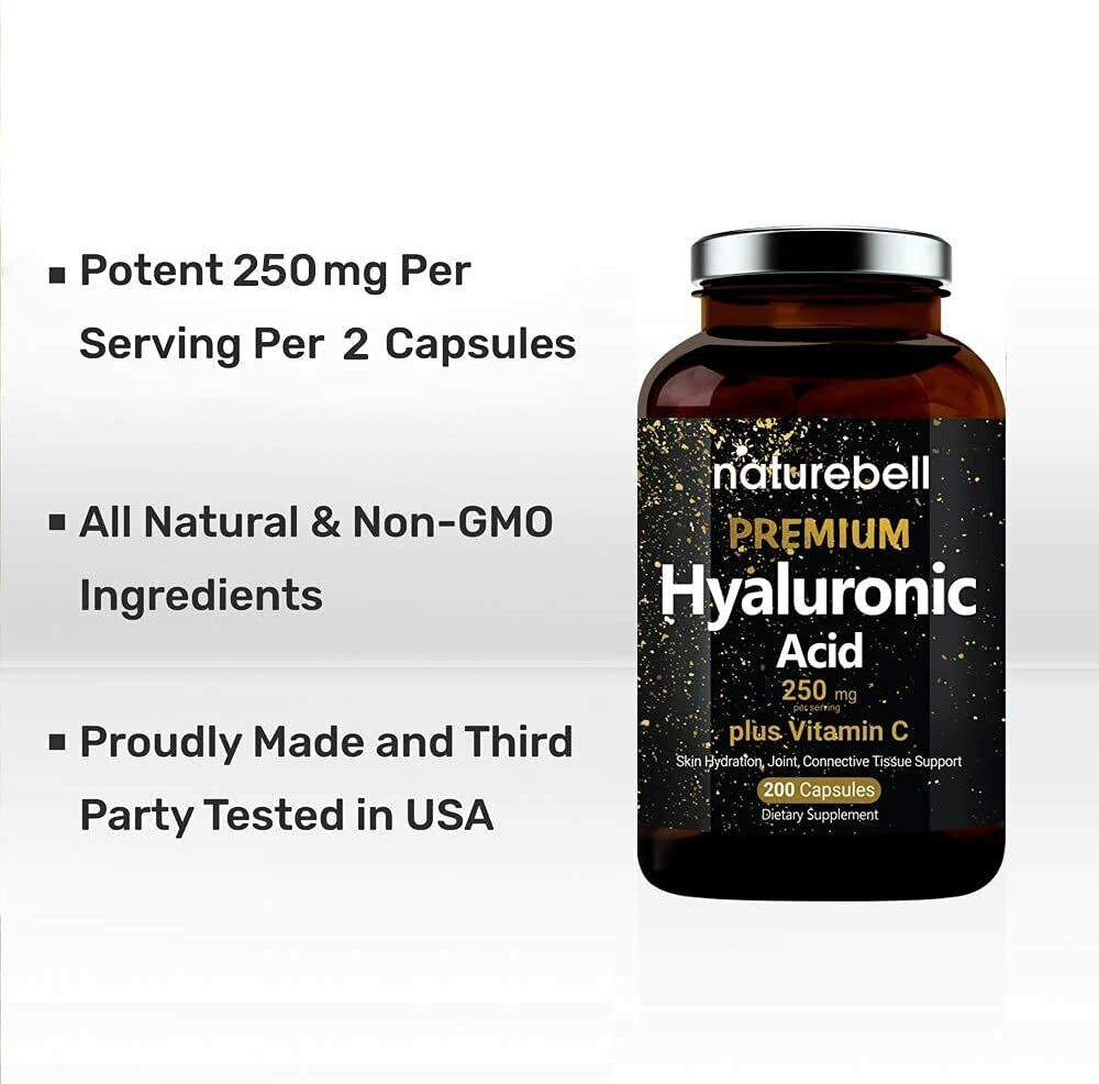 NatureBell Hyaluronic Acid 250mg + Vitamin C 25mg 200 Caps - FREE EXPRESS POST
