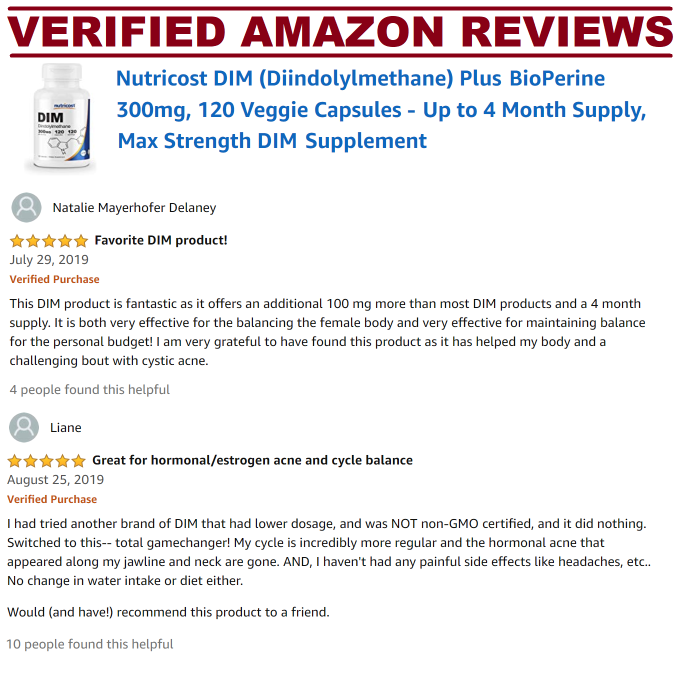 Nutricost DIM Diindolylmethane 300mg 120 Caps MAXIMUM STRENGTH MEGA VALUE PACK!