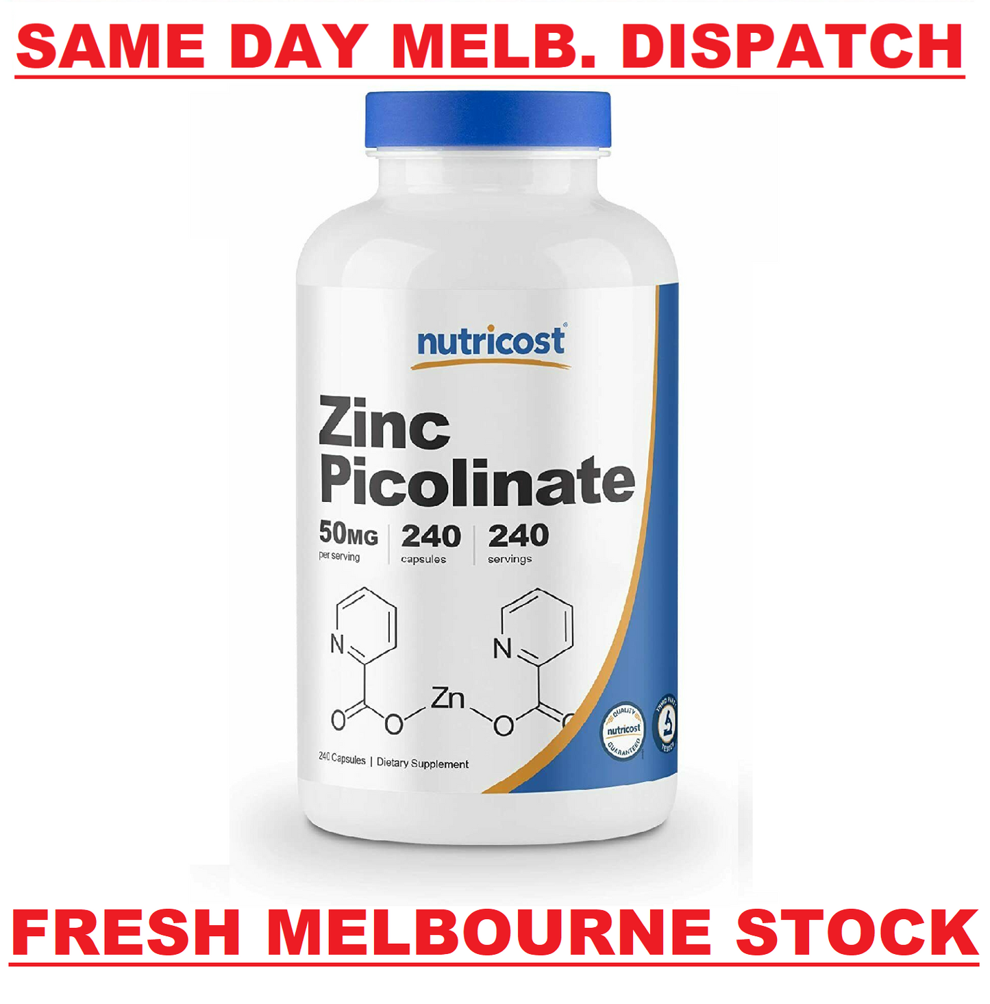 Nutricost Zinc Picolinate 50mg 240 Caps - PREMIUM Quality BEST Value MELB STOCK