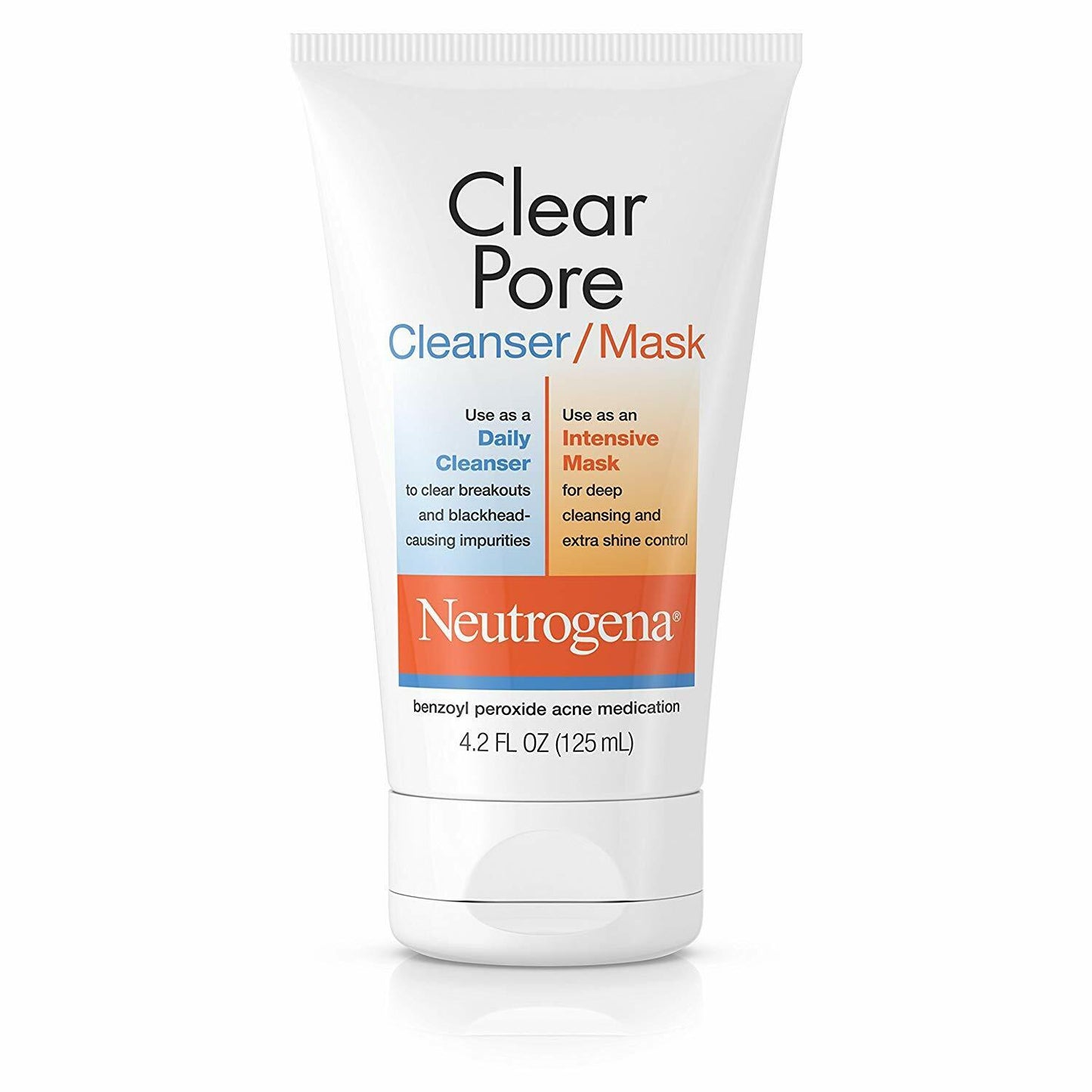 Neutrogena Clear Pore 2-in-1 Acne Cleanser & Face Mask - Benzoyl Peroxide 125mL