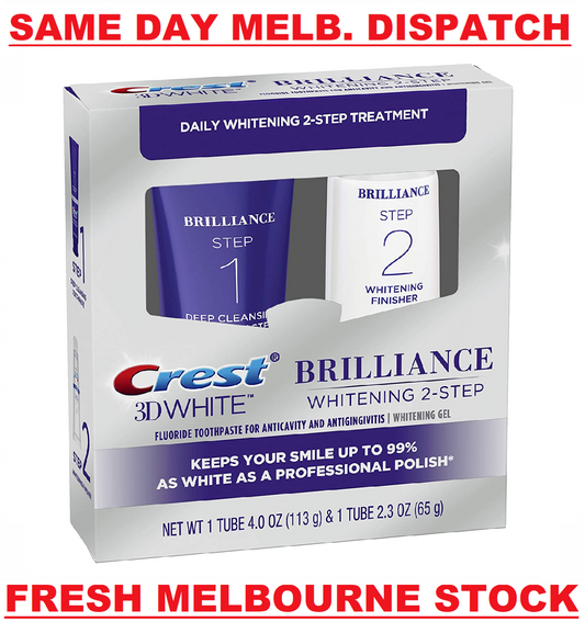 CREST 3D WHITE BRILLIANCE DAILY CLEANSING TOOTHPASTE & WHITENING GEL 2 STEP KIT