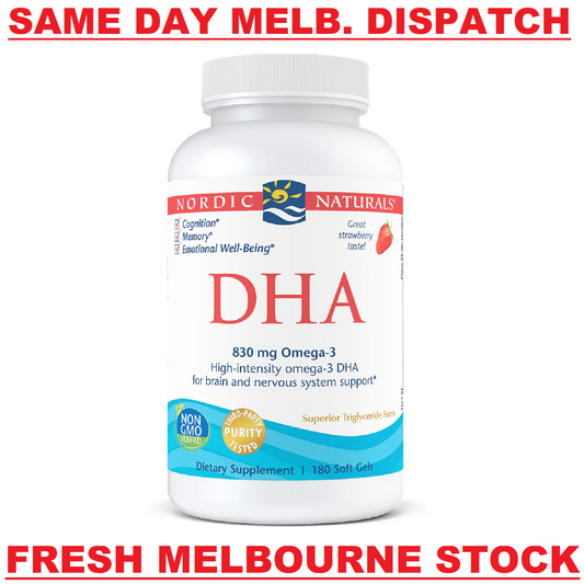 NORDIC NATURALS DHA 830mg Omega-3 DHA & EPA Fish Oil - 180 Soft Gels Strawberry