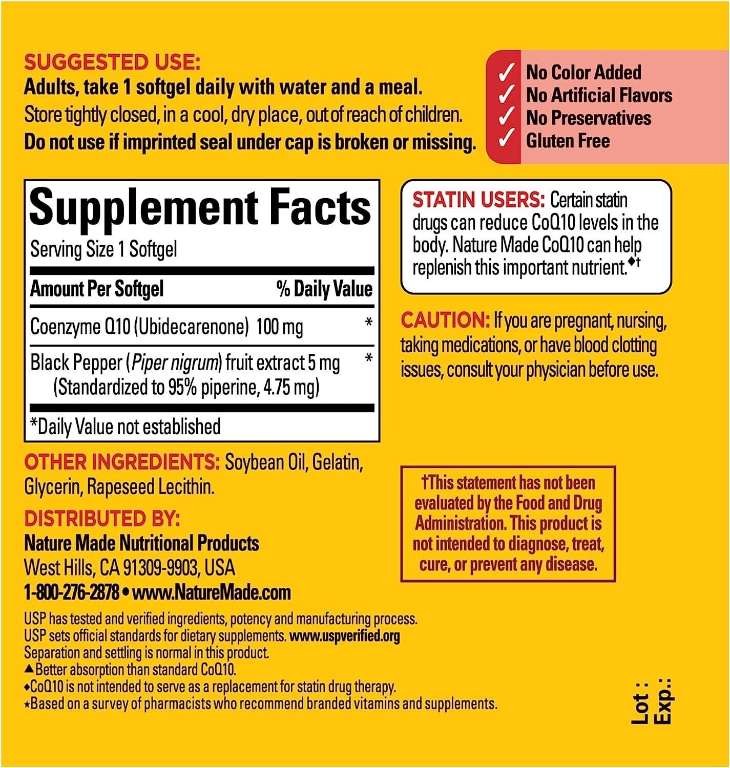 NATURE MADE CoQ10 100mg + Black Pepper for Heart Health & Energy - 30 Soft Gels