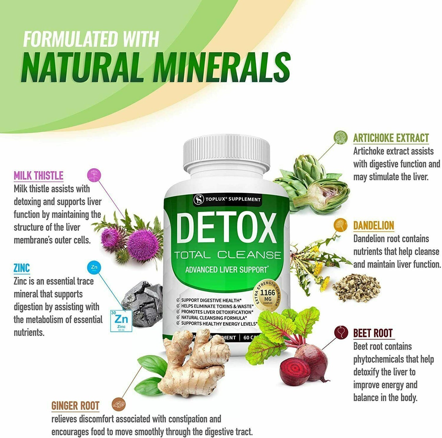 DETOX Total Cleanse 1166mg 60 Caps NATURAL LIVER SUPPORT - FREE EXPRESS POST