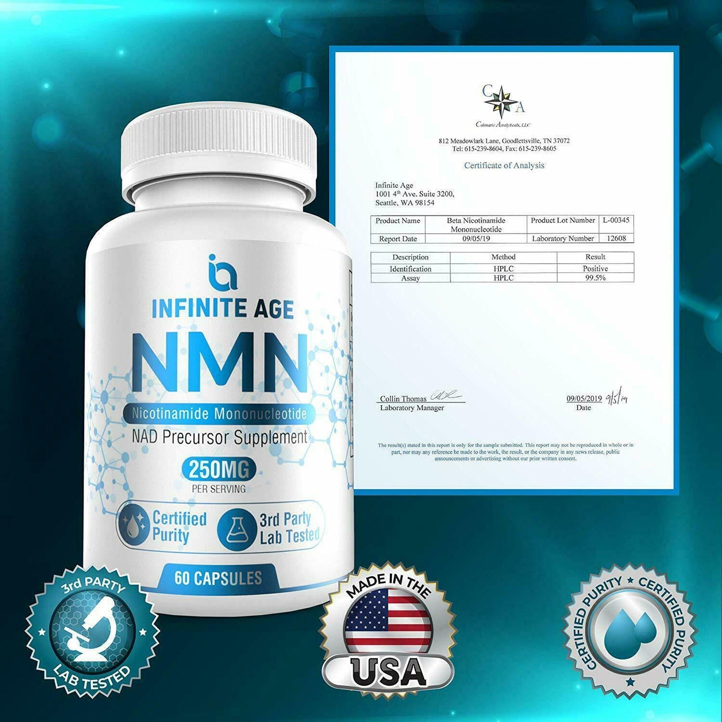 NMN Nicotinamide Mononucleotide 250mg 60 Caps POWERFUL NAD+ BOOSTER ANTI-AGING!