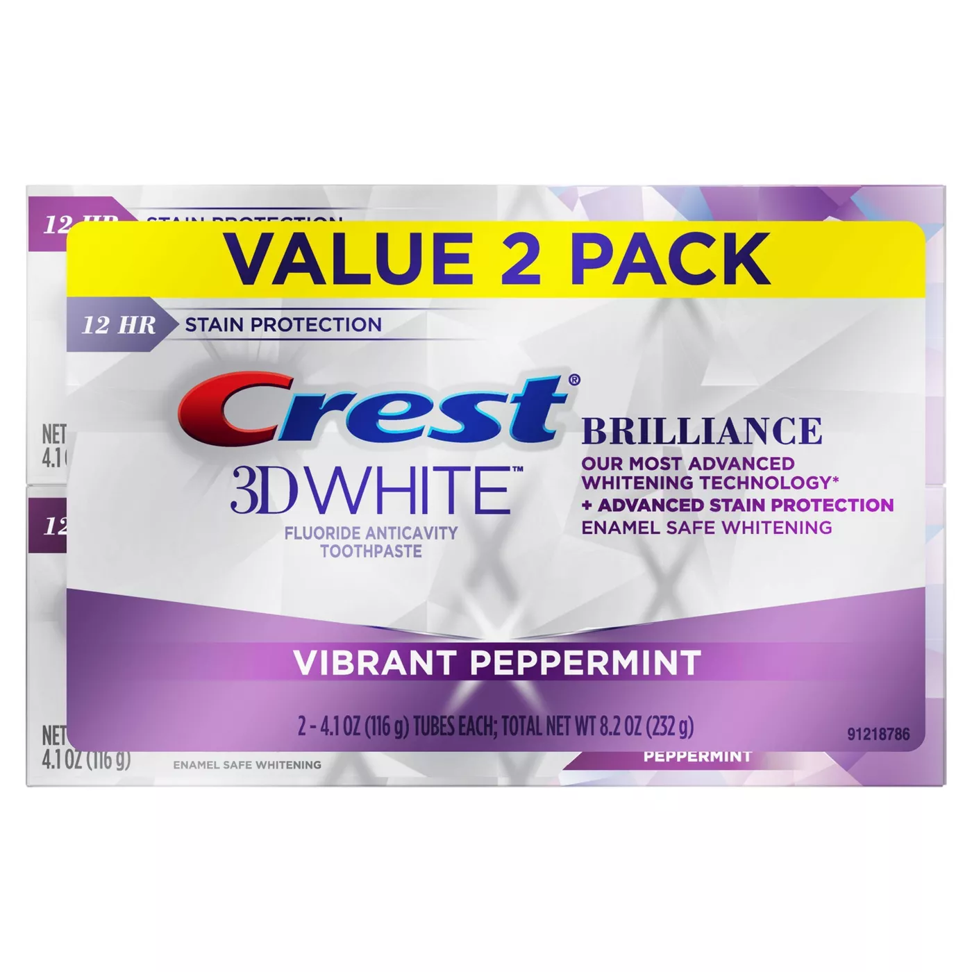 Crest 2 x 116g Pack 3D White Luxe Brilliance Vibrant Teeth Whitening Toothpaste