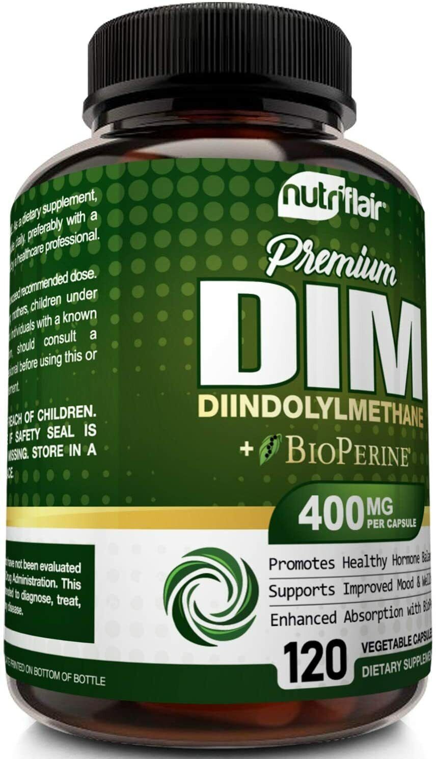NUTRIFLAIR DIM DIINDOLYLMETHANE 400mg 120 Caps DOUBLE STRENGTH - FREE EXPRESS
