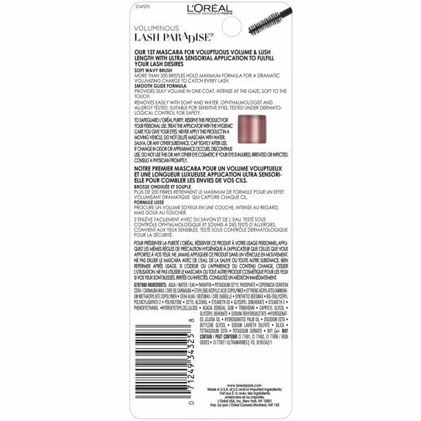 L'Oreal Paris Makeup Voluminous Lash Paradise Mascara 8.5 mL Washable Black #201