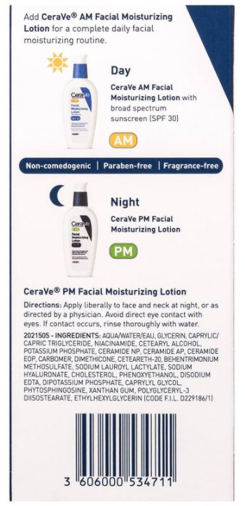 CeraVe PM Facial Moisturizing Lotion Ultra Light OIL FREE 60mL FREE EXPRESS POST