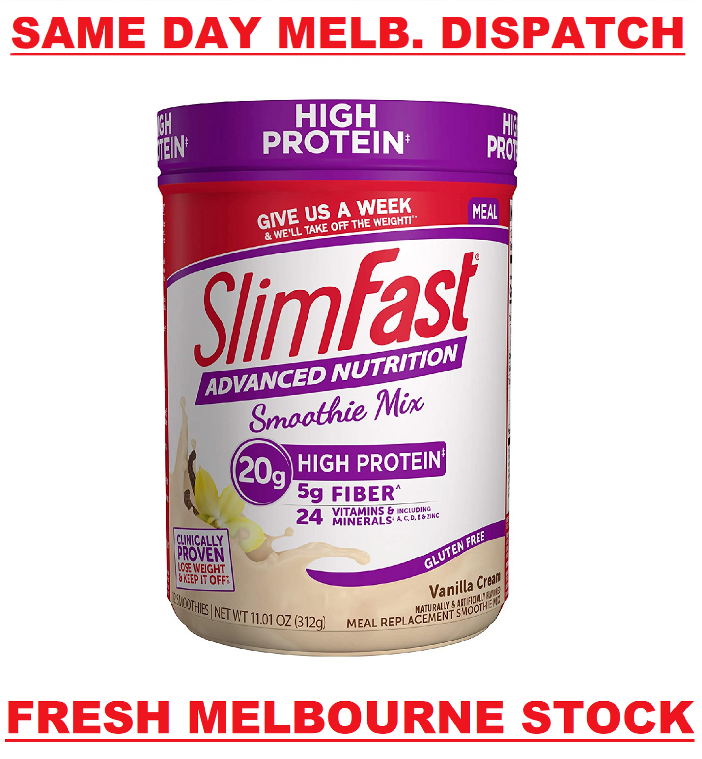 SlimFast Meal Replacement WEIGHT LOSS Vanilla Cream 312g EXP 24/03 QUICK SALE!!!
