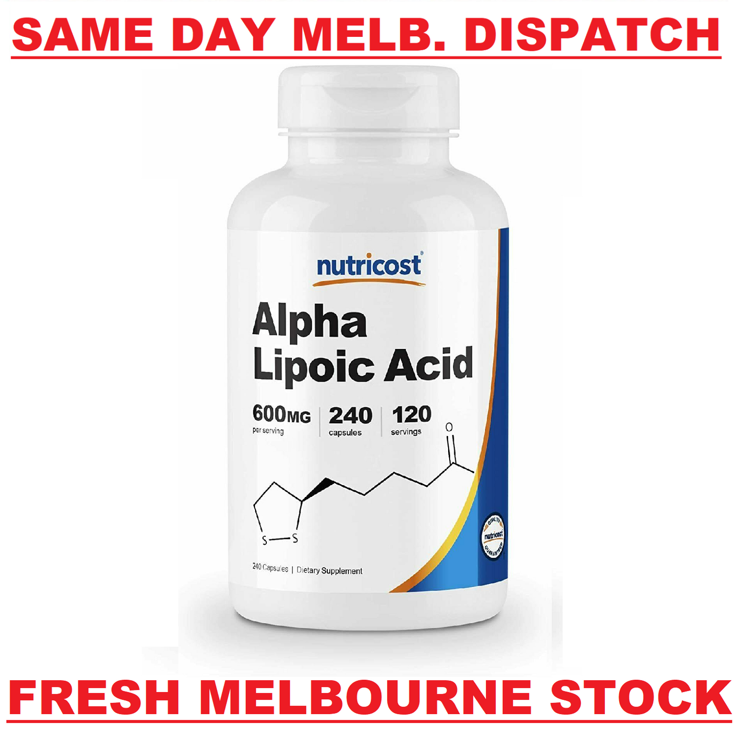 Nutricost Alpha Lipoic Acid 600mg 240 Caps PREMIUM Quality VALUE PACK MELB STOCK