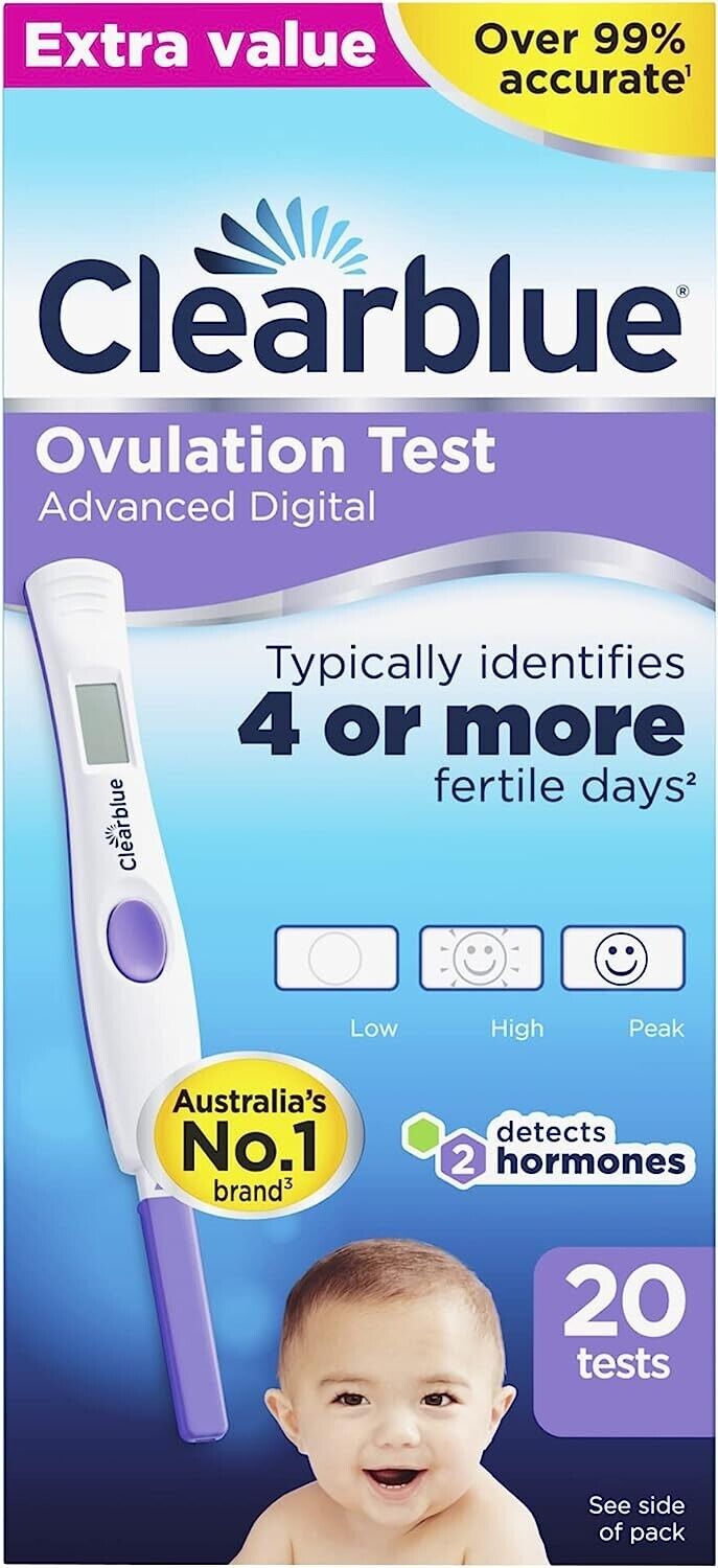 Clearblue Advanced Digital Ovulation Test Kit 20 Tests Dual Hormone Indicator