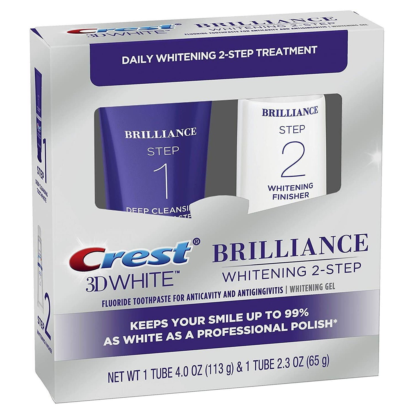 CREST 3D WHITE BRILLIANCE DAILY CLEANSING TOOTHPASTE & WHITENING GEL 2 STEP KIT