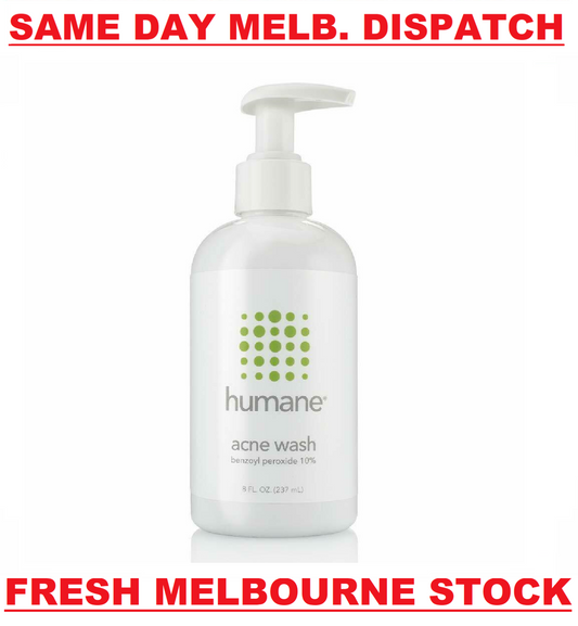 Humane Face & Body Acne Wash Benzoyl Peroxide 10% Skin Care Vegan - 237ml - NEW