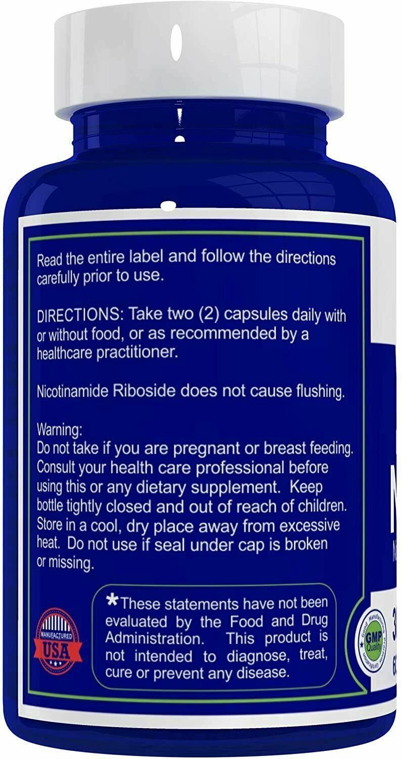 Ultra Health NICOTINAMIDE RIBOSIDE 300mg 60 Caps DOUBLE STRENGTH NAD+ Anti-Aging