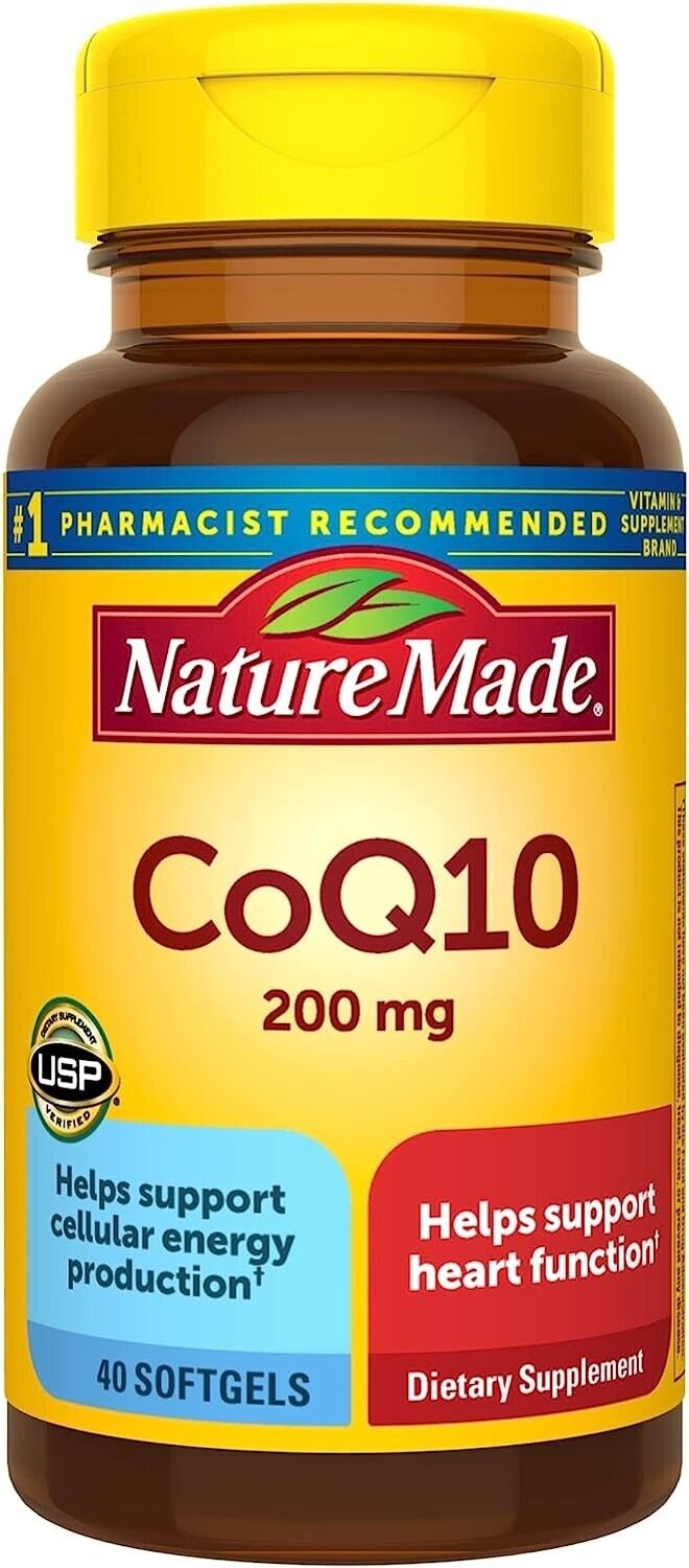 NATURE MADE CoQ10 200mg Support Heart Health & Energy Production - 40 Soft Gels