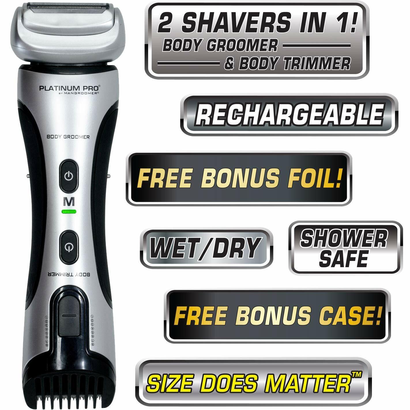 MANGROOMER Platinum PRO Body Groomer 2-IN-1 Shower Proof Dual-Sided Trimmer NEW