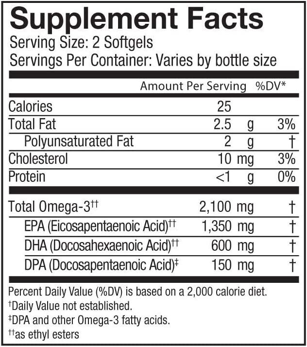 OCEANBLUE Omega-3 2100 mg HIGH POTENCY EPA/DHA/DPA Fish Oil 60 Soft Gels Orange