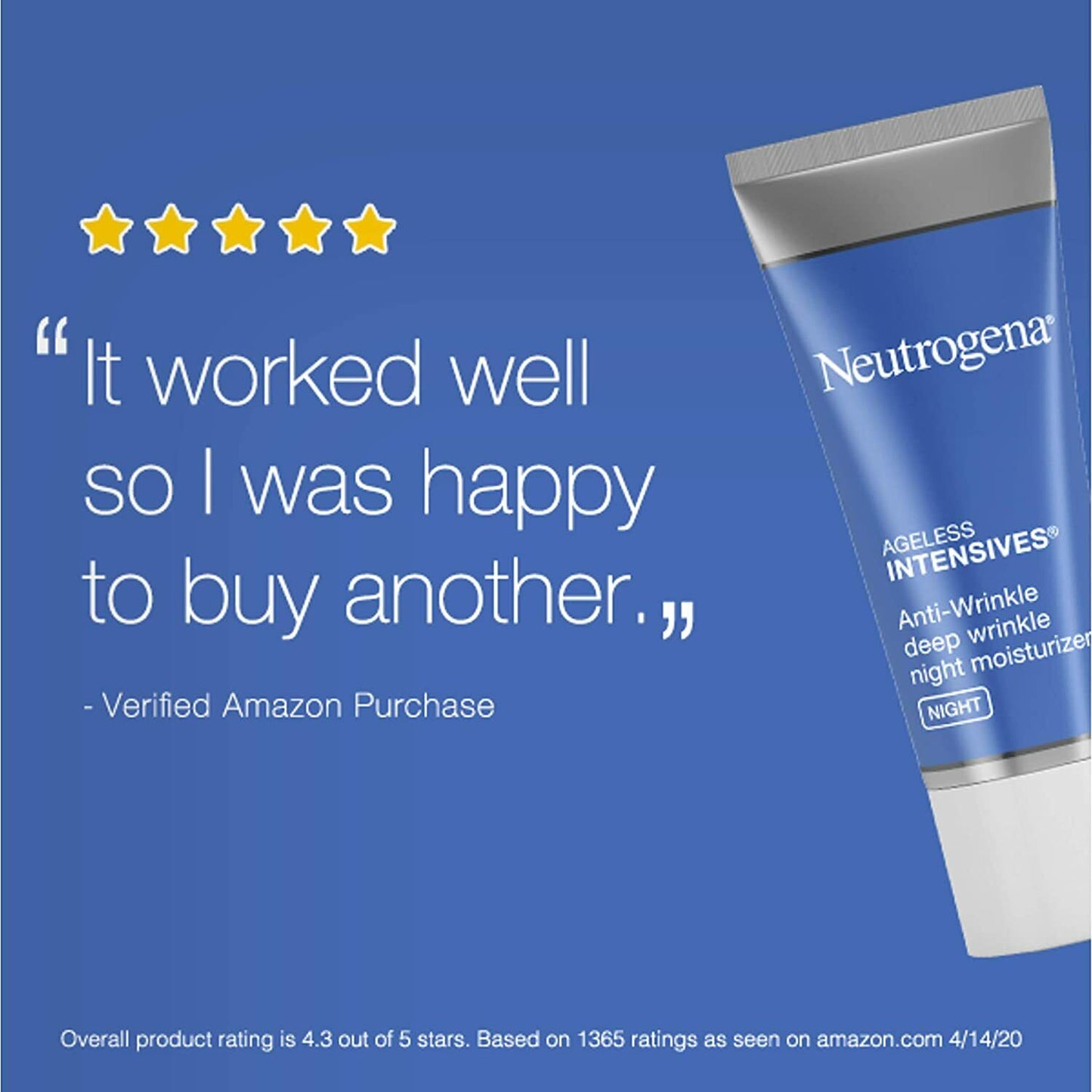 Neutrogena Ageless Anti Wrinkle Repair Night Moisturiser Cream + Retinol SA 39g