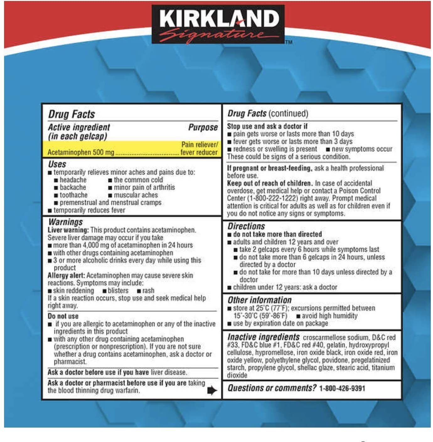 Kirkland Rapid Release Pain Relief 400 Caps EXTRA STRENGTH - FREE EXPRESS POST