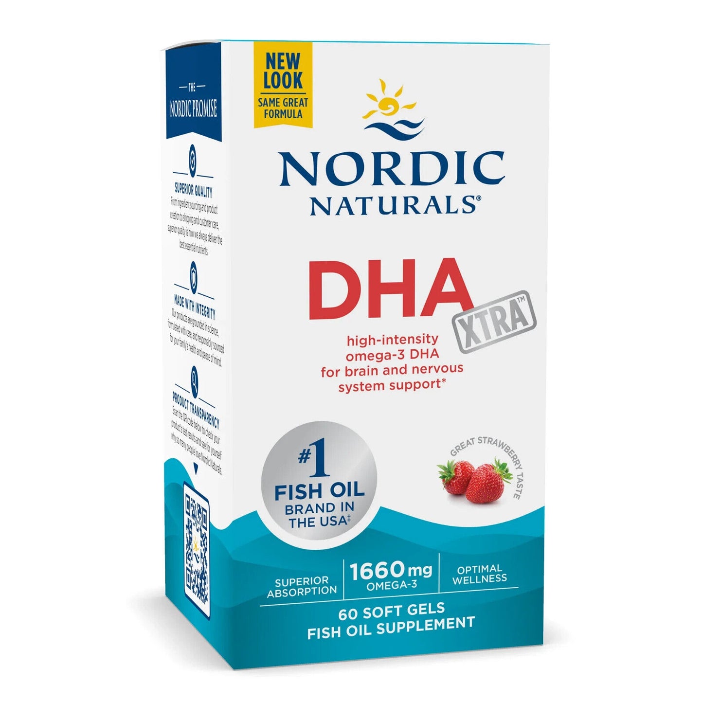 NORDIC NATURALS DHA XTRA 1660mg Omega-3 EPA/DHA Fish Oil 60 Soft Gels Strawberry