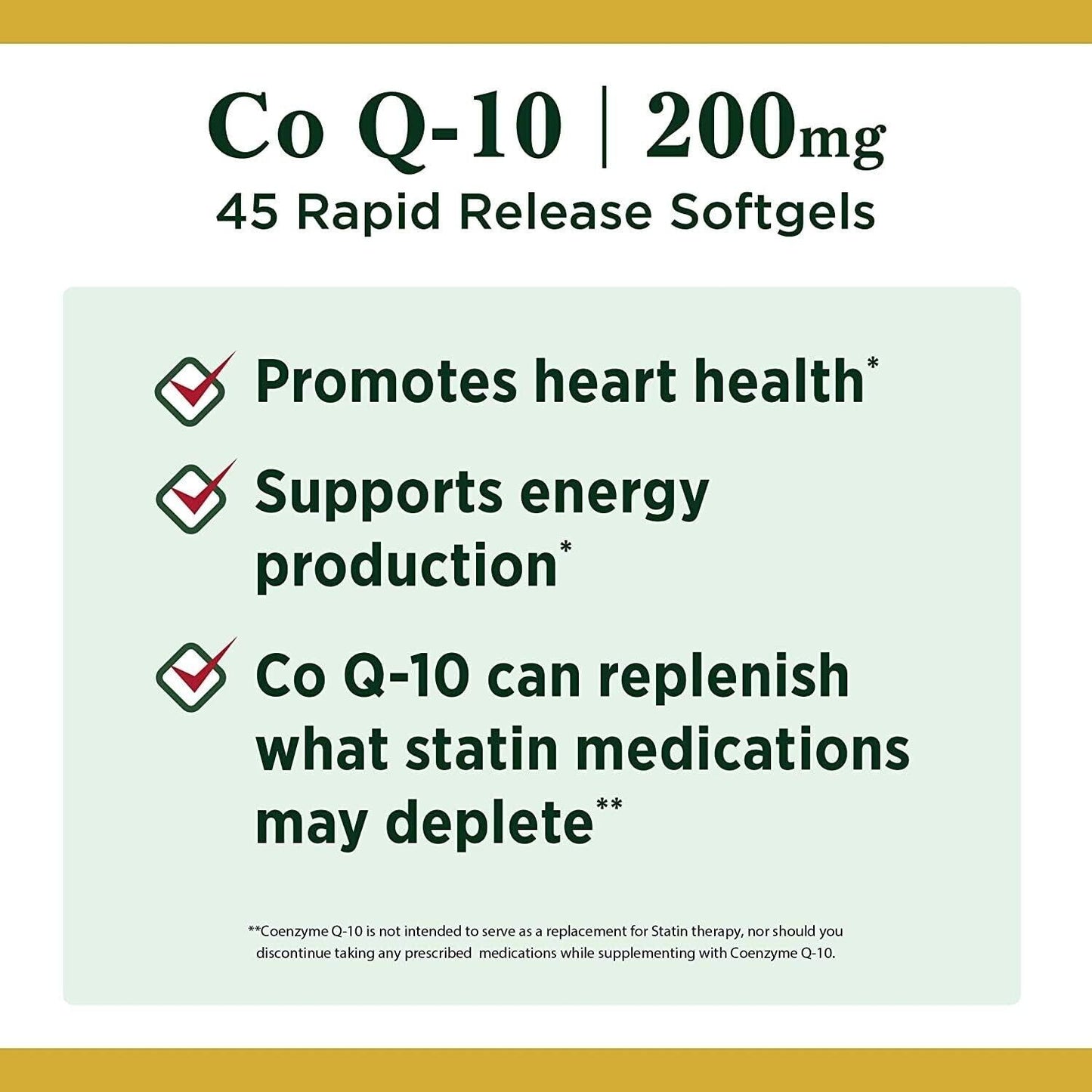 NATURE'S BOUNTY CoQ10 200mg Support Heart Health & Blood Pressure - 45 Soft Gels