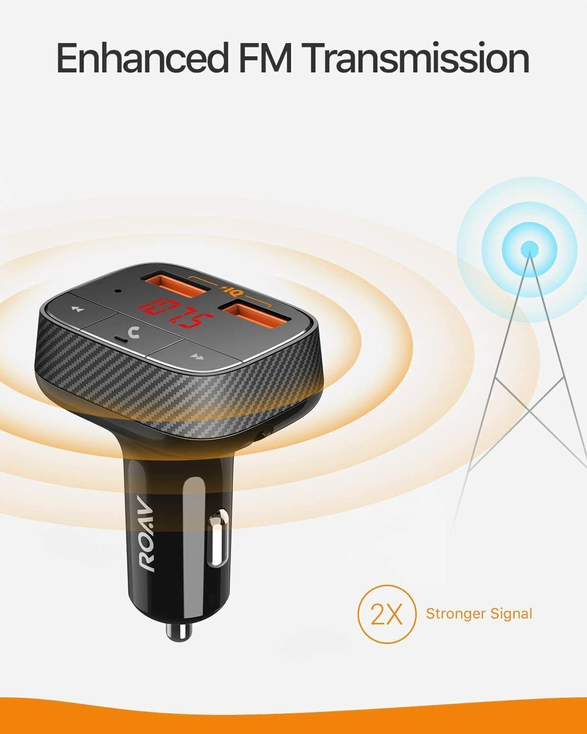 ANKER ROAV FM TRANSMITTER SMARTCHARGE BLUETOOTH CAR KIT F0 HANDS FREE R5113112
