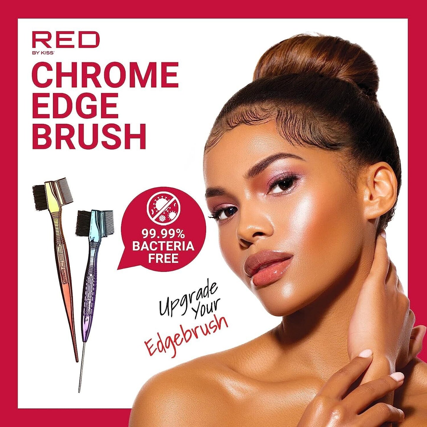 RED by Kiss HH04 Chrome Edge Brush Double Sided 3in1 Rat Tail Hairdressing Comb