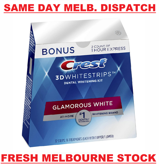 Crest 3D 28 x Glamorous White Teeth Whitening Strips 14 Pouches + 2 EXPRESS KITS