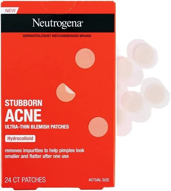 Neutrogena Stubborn Acne Ultra Thin Hydrocolloid Blemish Pimple Patches 24 Pack