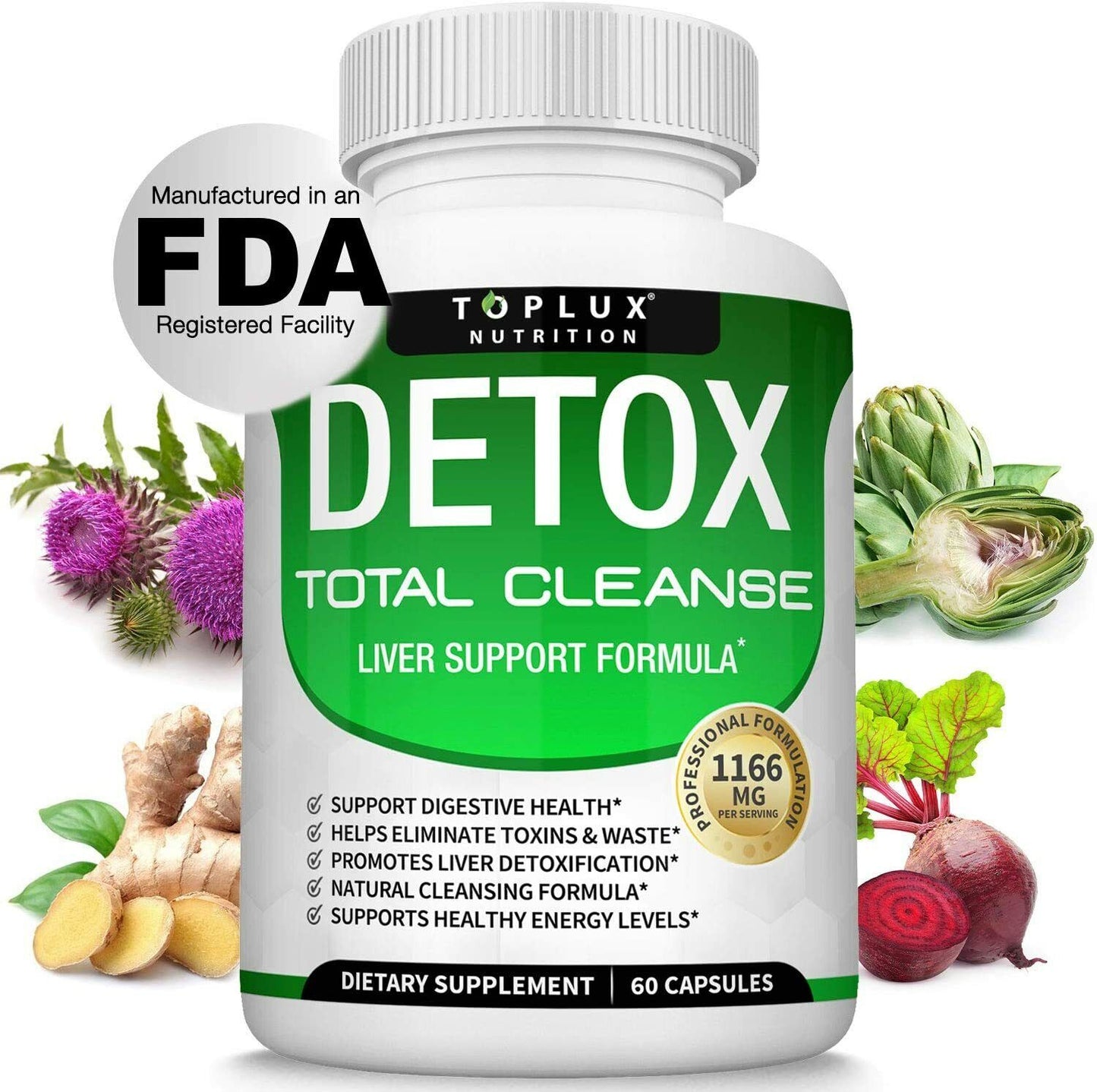 DETOX Total Cleanse 1166mg 60 Caps NATURAL LIVER SUPPORT - FREE EXPRESS POST