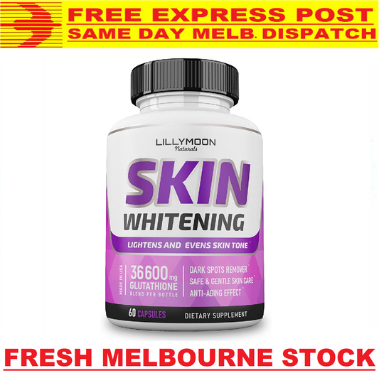 LILLYMOON SKIN WHITENING PILLS 4000mg Glutathione Brightening Lightening 60 Caps