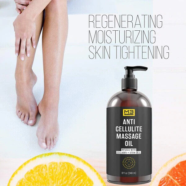 M3 NATURALS ANTI CELLULITE MASSAGE OIL Collagen + Stem Cells 240mL FREE EXPRESS