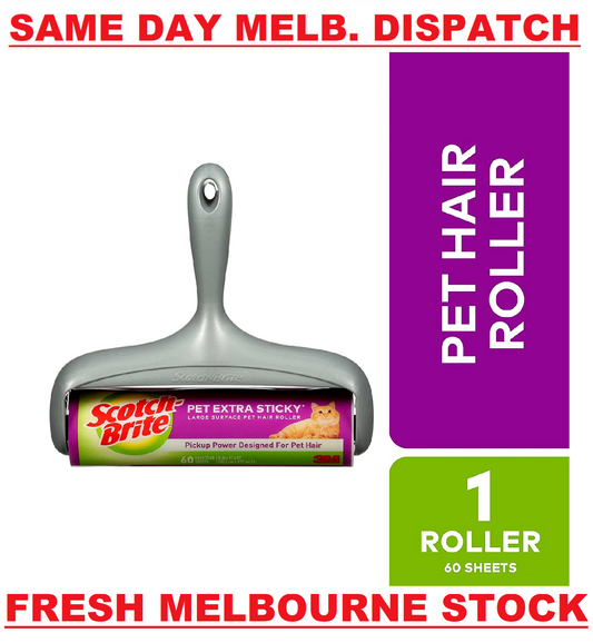 Scotch Brite Extra Sticky LARGE Surface Pet Hair Roller Fluff Remover 60 Sheets